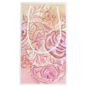 Petit Sac Cadeau Roses et dentelles décoratives