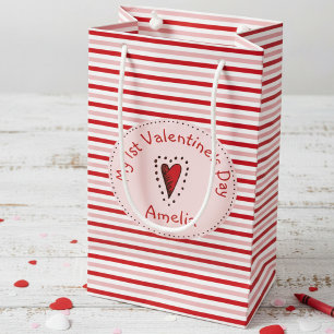 Petit Sac Cadeau Rouge rose et blanc Grandes Bébés Premier Valentin