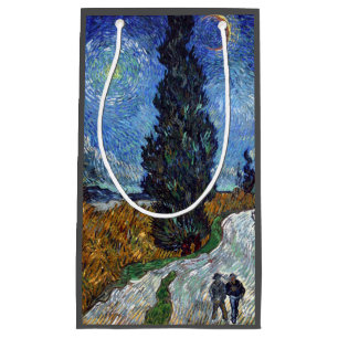 Petit Sac Cadeau Route avec cyprès de Van Gogh Impressionnisme