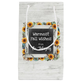Petit Sac Cadeau Russe Bois Chute Thanksgiving Tournesol Citrouille