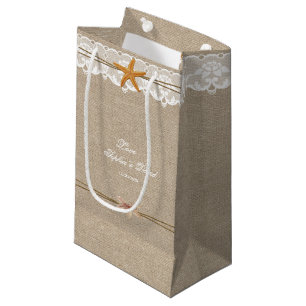 Petit Sac Cadeau Rustic Beach Starfish Dentelle Mariage personnalis