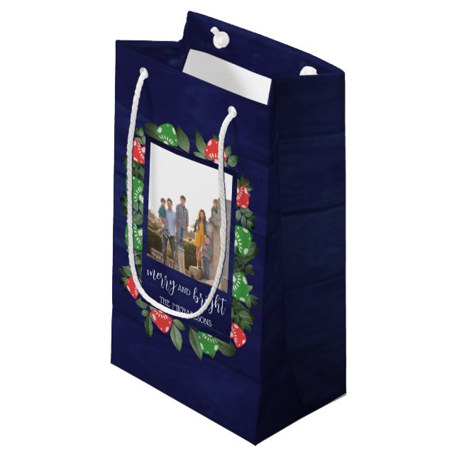 Petit Sac Cadeau Rustic Woodland Whimsical Mushrooms Christmas (Devant Angle)