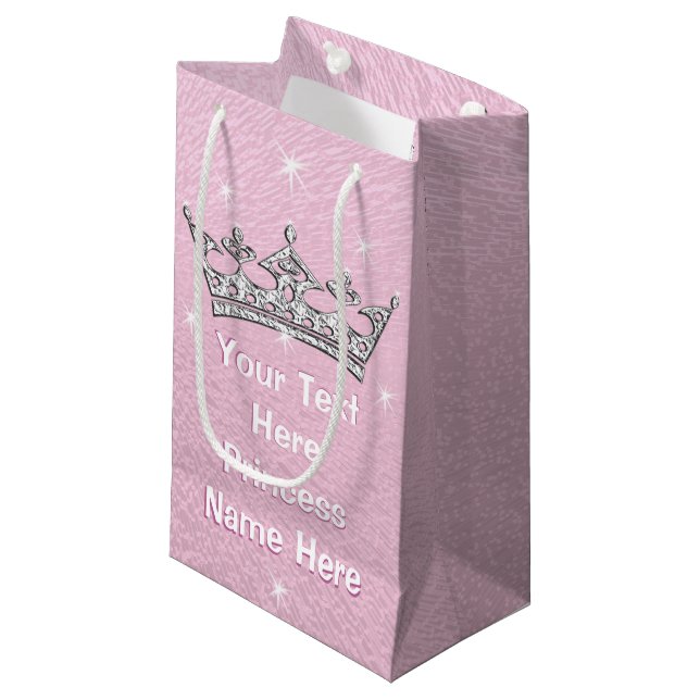 Petit Sac Cadeau Sacs-cadeaux de princesse personnalisés roses (Devant Angle)