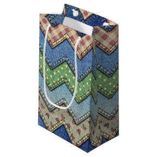 Petit Sac Cadeau Sacs-cadeaux motif jean patchwork