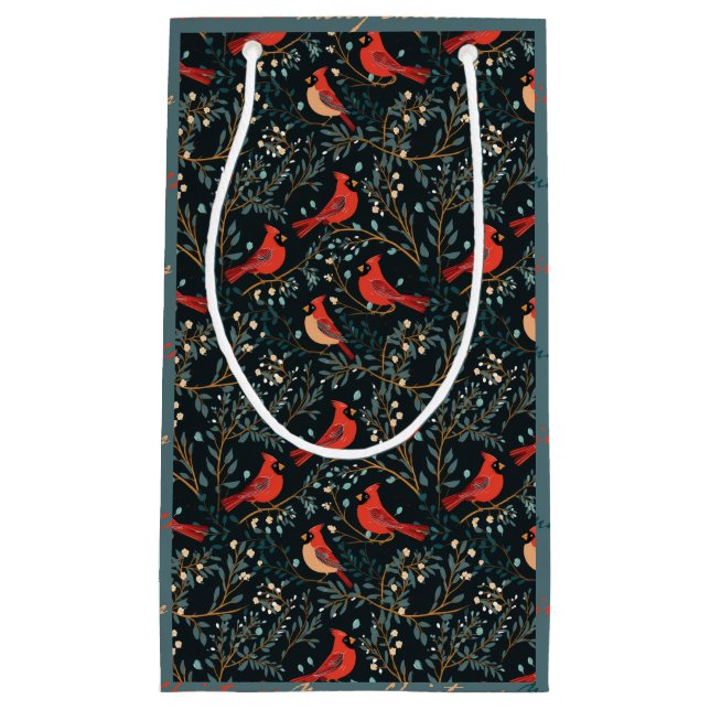 Petit Sac Cadeau Sacs-cadeaux Turquoise de Noël Cardinal (Devant)