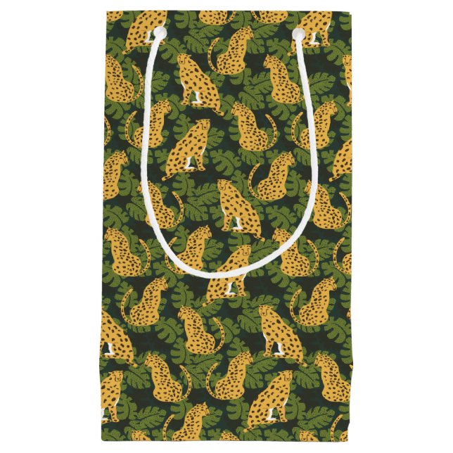 Petit Sac Cadeau Safari tropical sauvage Leopard Jungle Palms (Devant)