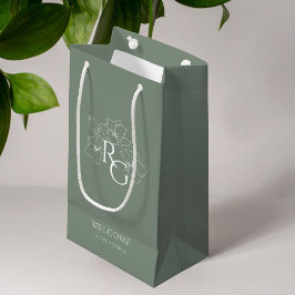 Petit Sac Cadeau Sage | Chic Faux Gold Monogram Mariage de bienvenu