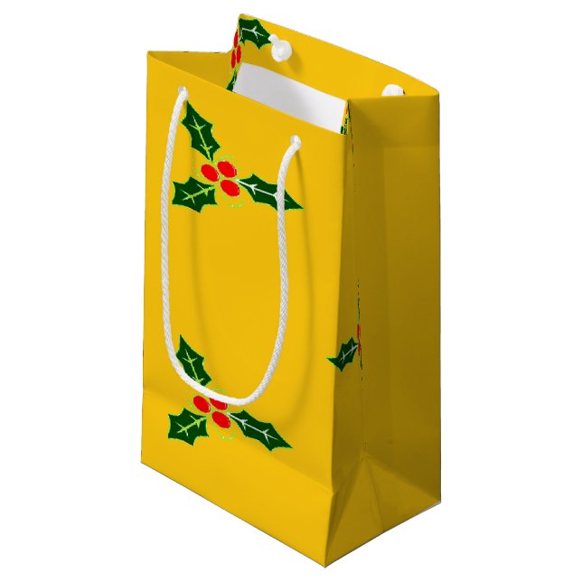 Petit Sac Cadeau Saint de Noël sur orange (Devant Angle)