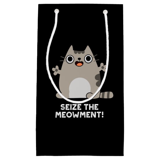 Petit Sac Cadeau Saisir Le Modement Positive Chat Pun Dark BG (Devant)
