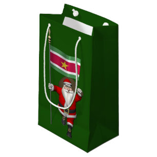 Petit Sac Cadeau Santa Claus Avec L'Ensigne Du Surinam