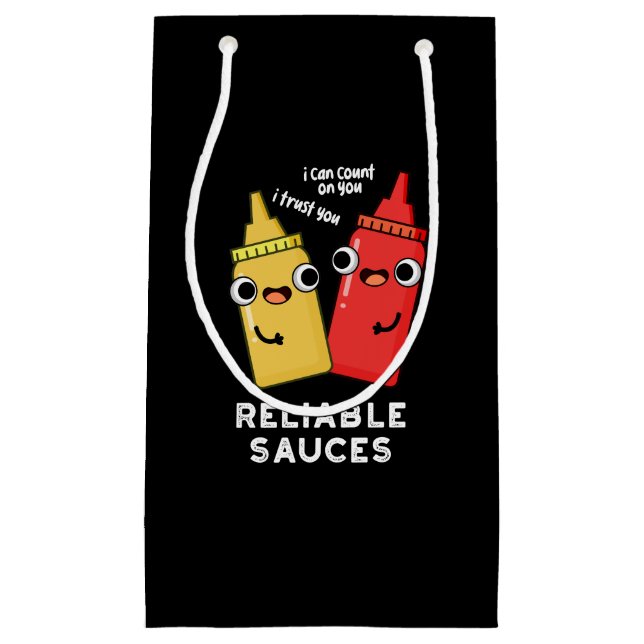 Petit Sac Cadeau Sauces fiables Funny Food Pun Dark BG (Devant)