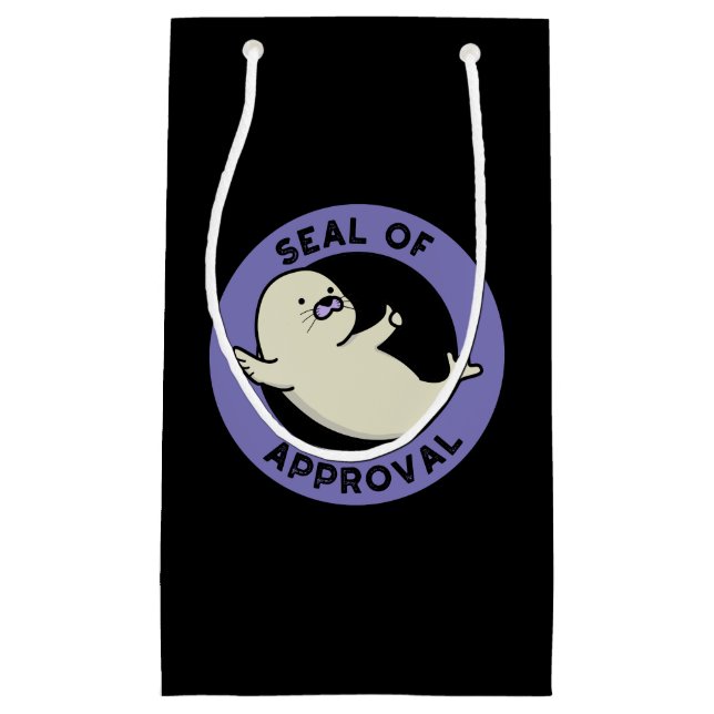 Petit Sac Cadeau Sceau d'approbation Drôle Seal Pun Dark BG (Devant)