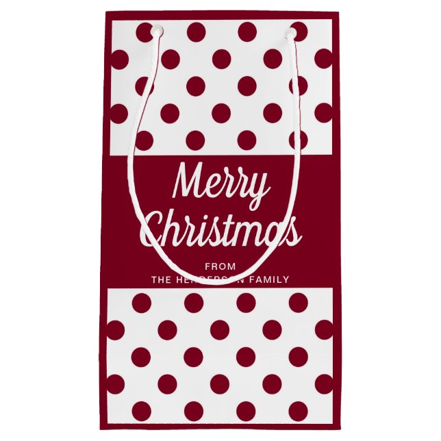 Petit Sac Cadeau Script bourgogne moderne Joyeux Noël (Devant)