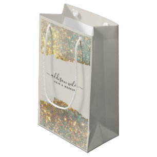 Petit Sac Cadeau Script de signature holographique Moderne Glam Pai