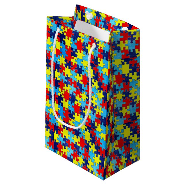 Petit Sac Cadeau Sensibilisation sur l'autisme-Puzzle par Shirley T (Devant Angle)
