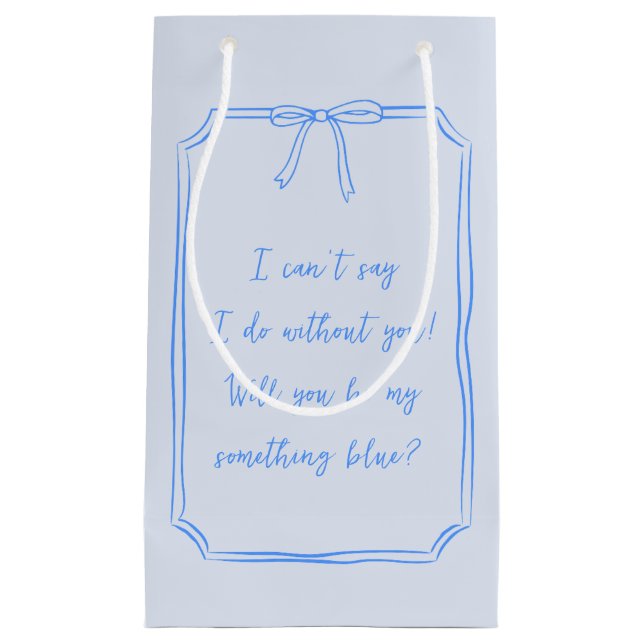 Petit Sac Cadeau Serez-Vous Mon Quelque Chose De Bleu Coquette Élég (Devant)