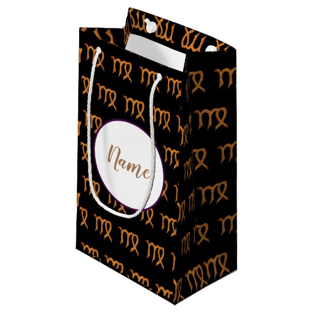 Petit Sac Cadeau Signe d'or d'astrologie de Vierge personnalisé (Devant Angle)