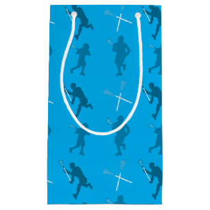 Petit Sac Cadeau Silhouettes de lacrosse de bleu de ciel