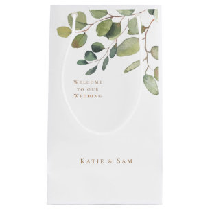Petit Sac Cadeau Simple Botanique Gold Texte Blanc Mariage Bienvenu