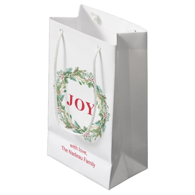 Petit Sac Cadeau Simple élégante Wreath Joie moderne Noël (Devant Angle)