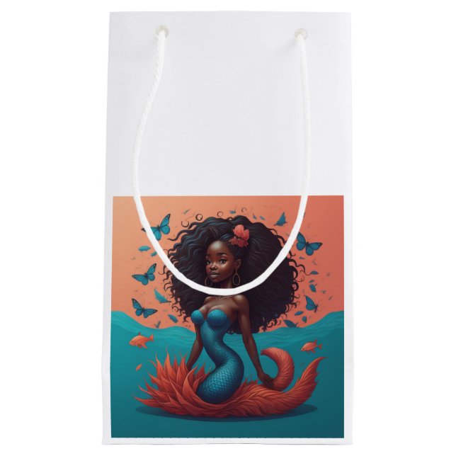 Petit Sac Cadeau Sirène noire (Devant)