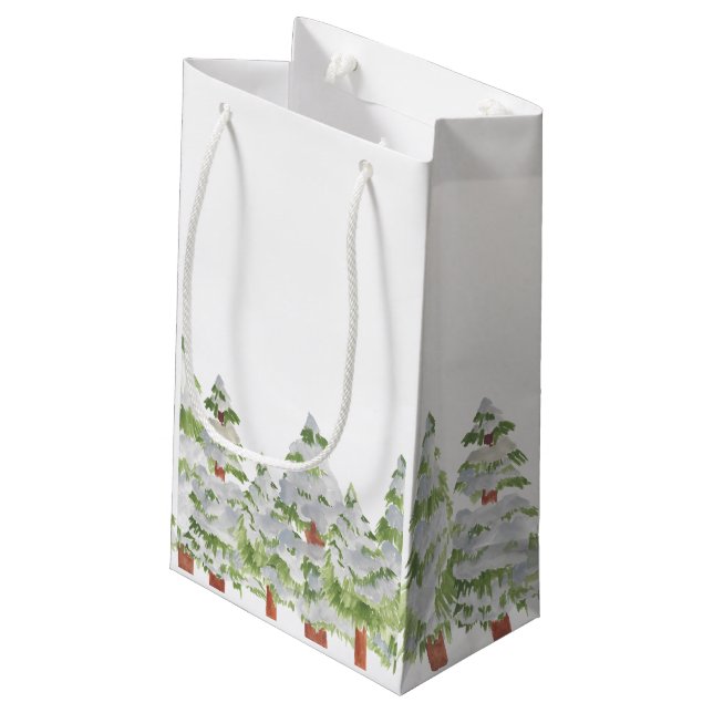 Petit Sac Cadeau Snow winter pine tree Christmas (Dos Angle)