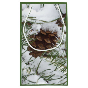 Petit Sac Cadeau Snowy Pine Cone I