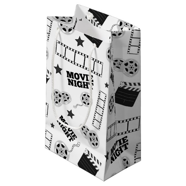 Petit Sac Cadeau soirée cinéma noir blanc (Devant Angle)