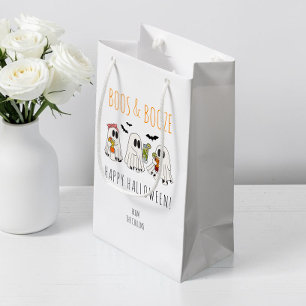 Petit Sac Cadeau Soirée Halloween Fantômes et Cocktails Boos et Boi