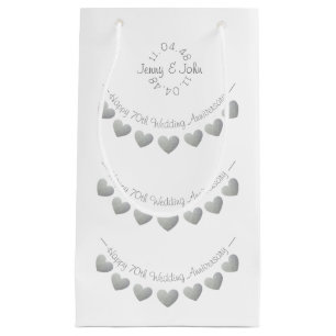 Petit Sac Cadeau soixante-dixième Blanc d'anniversaire de mariage