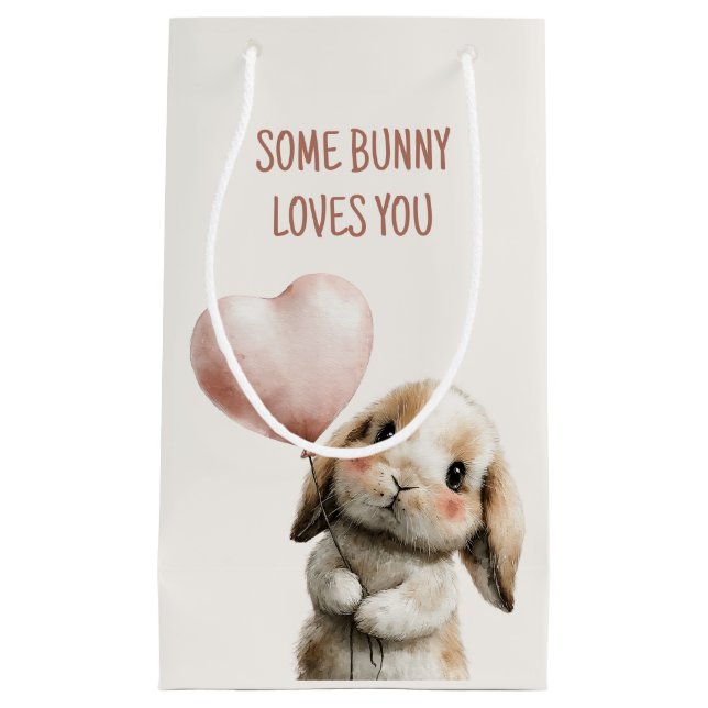 Petit Sac Cadeau Some Bunny Loves You with Heart Balloon (Devant)
