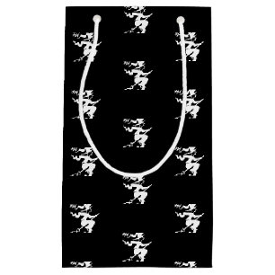 Petit Sac Cadeau Sorcière d'Halloween motif noir et blanc