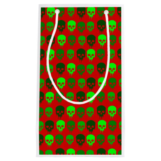 Petit Sac Cadeau squelette gothique du crâne de noël (Devant)