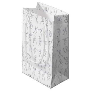 Petit Sac Cadeau Squelettes d'Halloween dansants - blanc
