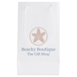 Petit Sac Cadeau Style Côtier Votre Logo Élégant Beach Business