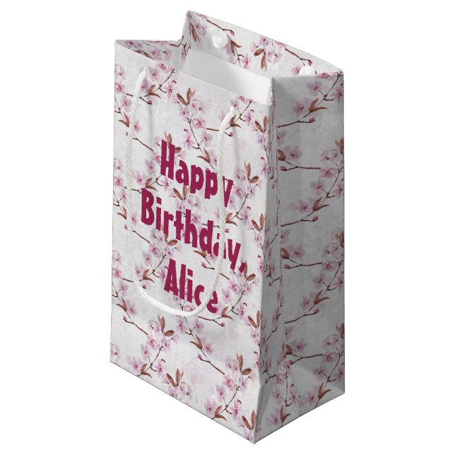 Petit Sac Cadeau Succursale en fleurs de cerisier (Devant Angle)
