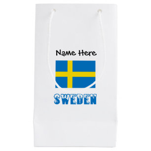 Petit Sac Cadeau Suède et drapeau suédois avec votre nom