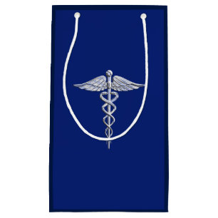 Petit Sac Cadeau Symbole Médicale de Chrome comme Caduceus sur Nav