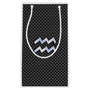 Petit Sac Cadeau Symbole Zodiaque Aquarius Décor en fibre de carbon