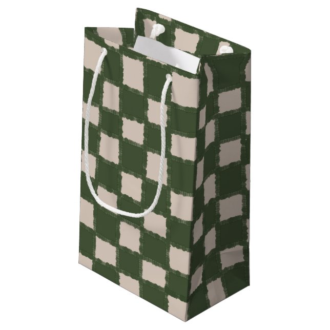 Petit Sac Cadeau Tableau de contrôle gris vert Élégant À damiers Mo (Dos Angle)