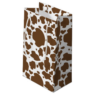 Petit Sac Cadeau Taches de vache marron motif faux cuir de vache