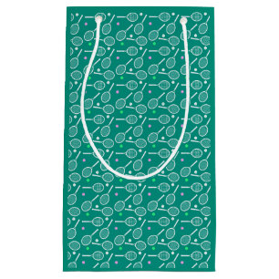 Petit Sac Cadeau Tennis Racket Motif Retro Emerald Green