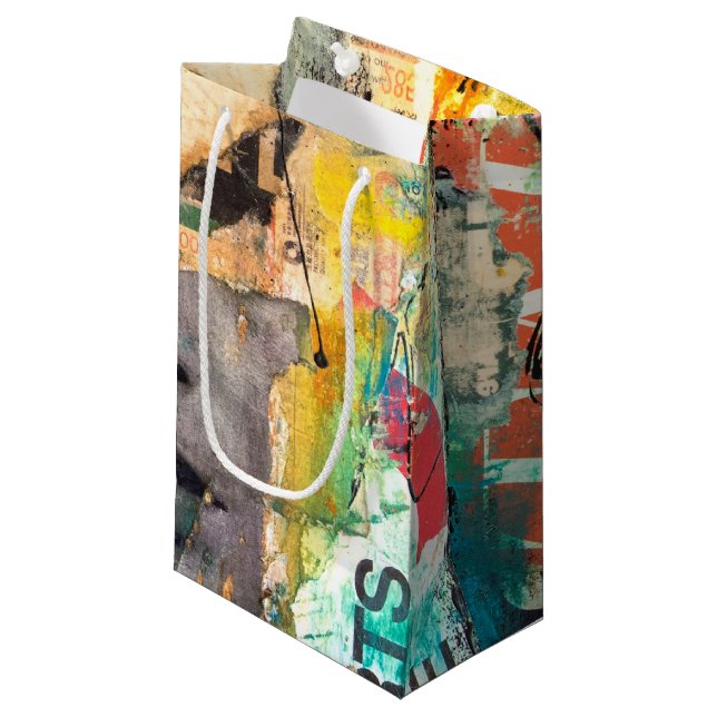 Petit Sac Cadeau Tête de collage (Devant Angle)