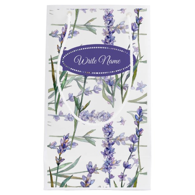 Petit Sac Cadeau Texte de personnaliser de fleur de lavande - (Devant)