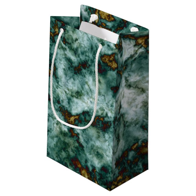 Petit Sac Cadeau Texture de marbre verte avec des veines (Dos Angle)