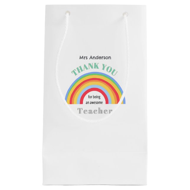 Petit Sac Cadeau Thank You Teacher Rainbow Personalized (Devant)