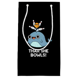 Petit Sac Cadeau Thar She Bowles Funny Whale Bowling Pun Dark BG