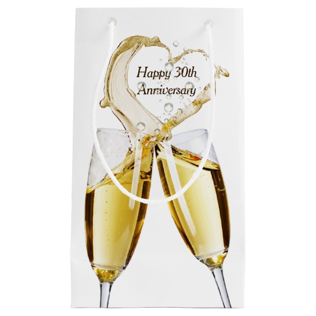 Petit Sac Cadeau Toast de champagne pour 30e anniversaire (Devant)