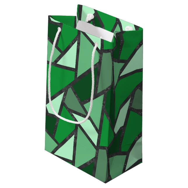 Petit Sac Cadeau Tons de motif en vitrail vert (Dos Angle)