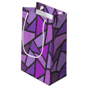 Petit Sac Cadeau Tons de vitrail violet motif